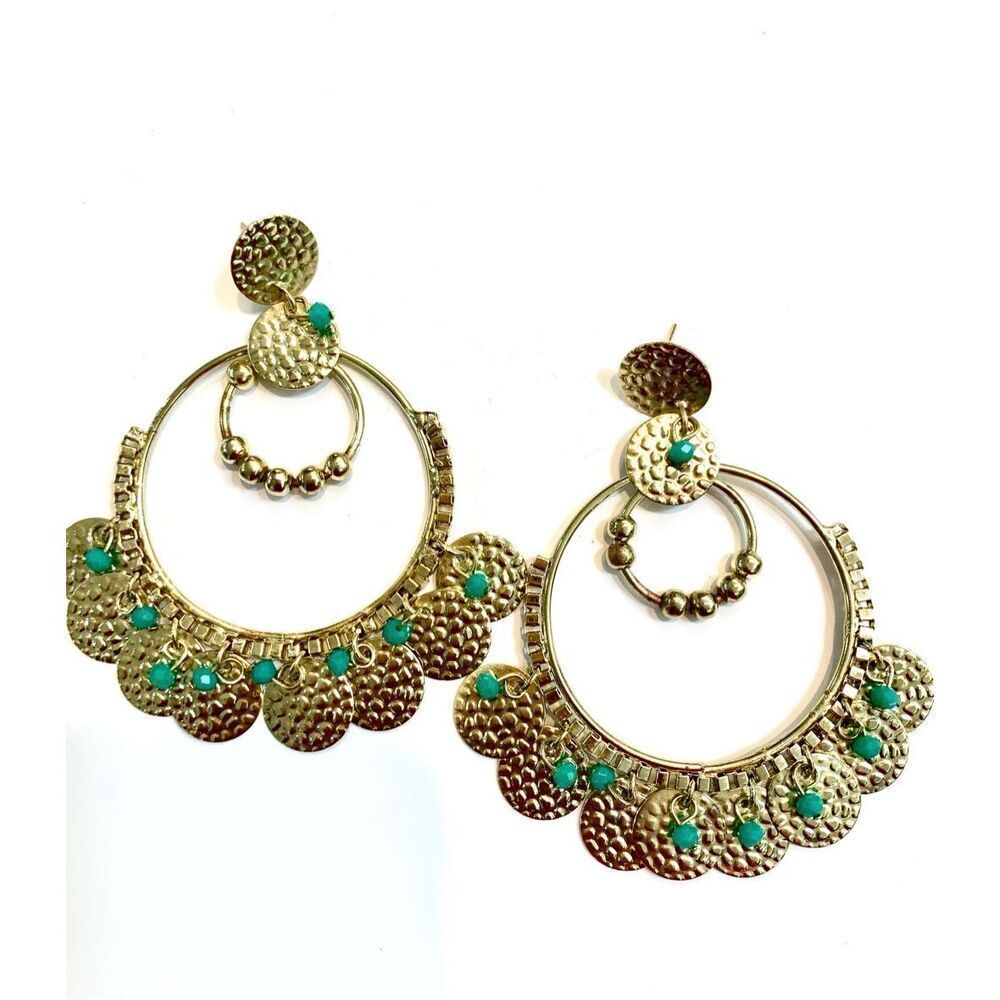 Gold Dazzling Drop Hoop Earrings #jazzy earrings #mardi gras #MOB earrings